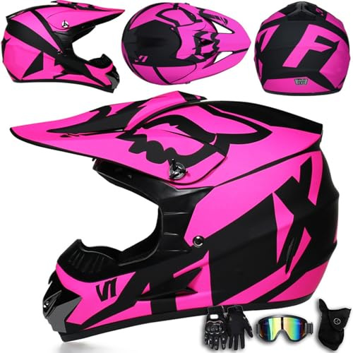Casco de Motocross con Gafas máscara y Guantes Casco Integral para Motocicleta Todoterreno para Exteriores Cross Country Bicicleta de montaña para Hombres Mujeres Adolescentes Adultos,Color L-M