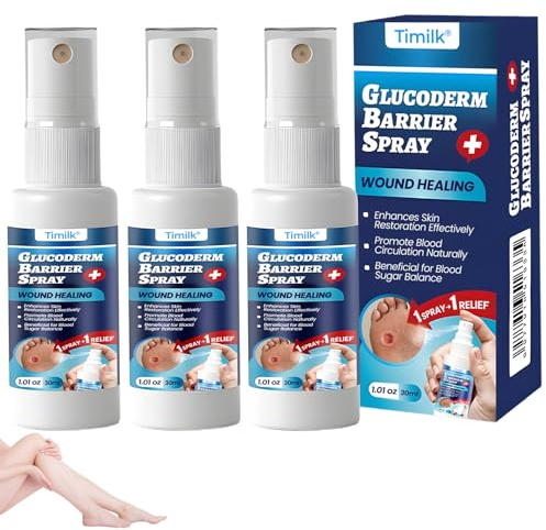 Timilk GlucoDerm Barrier Spray, Professional Diabetic Foot Spray, Diabetics Dry Skin Relief Moisturizing Spray-30g, Natural Ingredients for Foot Care (3 Bottle)