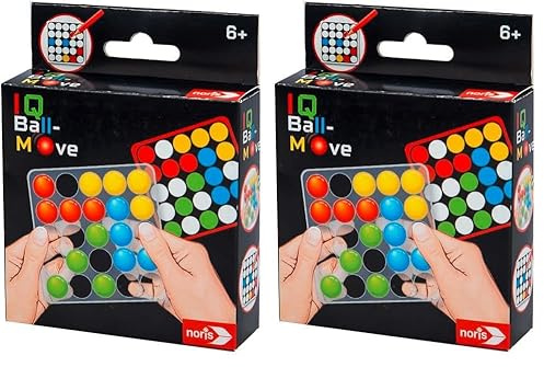 Noris 606134744 - Jeu IQ Ball-Move (jeu de logique à partir de 6 ans) - Jeu de réflexion intelligent pour 1 personne au format compact avec 20 modèles et cartes vierges - Jogging cérébral pour enfants