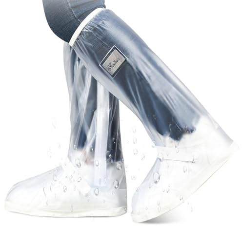 Raisand Copriscarpe bianco – Copriscarpe impermeabile parapioggia per scarpe, antiscivolo, unisex, riutilizzabili contro umidità e neve, adatto per biciclette e attività all'aperto.