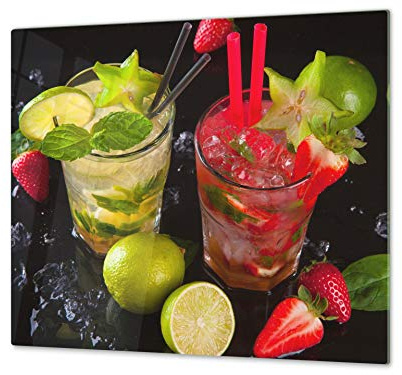 ORIGINALE tagliere in VETRO temperato – Copri-piano cottura a induzione –Tagliere pezzo UNICO (60x52 cm) o DUE pezzi (30x52 cm ognuno); D07 Frutta e Verdura: Frutti 20