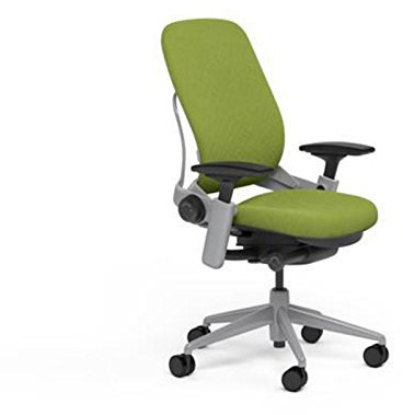 Steelcase Leap Desk Task Chair in Buzz2 5G59 Meadow Fabric - 4-Way Highly Adjustable Arms - Platinum Frame and Base - Soft Dual Wheel Hard Floor Casters