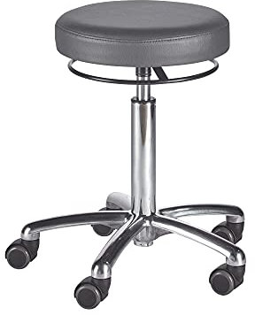 wuuhoo® Profi Rollhocker Rolli hydraulisch höhenverstellbar I Made in Germany! Arbeitshocker mit hochwertigem Kunstlederbezug I gummierte gebremste Rollen I Drehhocker mit Alu Fusskreuz anthrazit