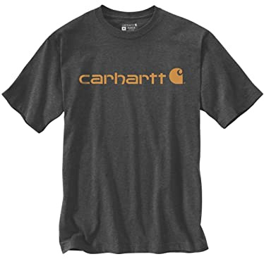 Carhartt, Herren, Lockeres, schweres, kurzärmliges T-Shirt mit Logo-Grafik, Anthrazit meliert, XL