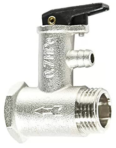 Valvola Sicurezza Scaldabagno,Valvola di Sicurezza Caldaia,per Caldaie Di Qualità Superiore per Scaldabagno Temperatura Massima:+100°C Pressione Massima:0.7 MPa 1/2 Filetto Nichelato Ottone Tokaneit
