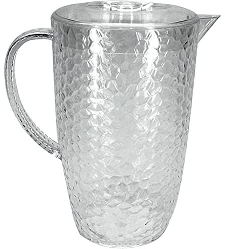 Caraffa con Coperchio da 2 Litri Bottiglia brocca in plastica Chiusa bibite fresche da servire a tavola casa Bar Colazione Particolare Elegante Moderno-Trasparente