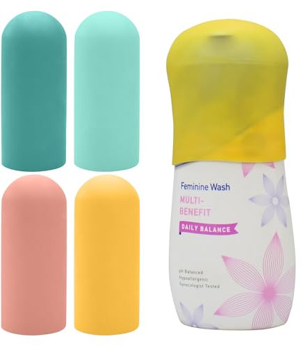 TRANOMOS 5 Pack Silicone Bottle Covers Travel Essentials for Women Men, Beach Vacation Essentials, Travel Size Toiletries Accessories, Cruise Ship Essentials 2025, Must Haves, Leak Proofing