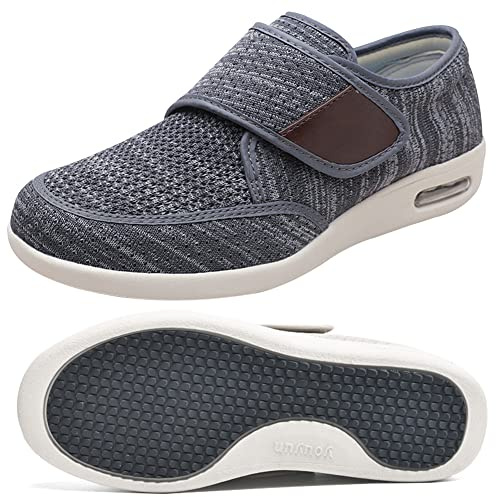 AEHO Scarpe per Diabetici da Uomo Edema Scarpe gonfiabili Scarpe da Uomo per Anziani con Piedi gonfi Apertura per Scarpe diabetiche Scarpe diabetiche Scarpe da Passeggio,Dark Gray,42 EU