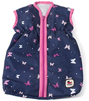 Bayer Chic 2000 - Puppenschlafsack für Baby-Puppen bis 55 cm, Puppenkleidung, Puppenzubehör, Butterfly, Navy-pink, 792-33