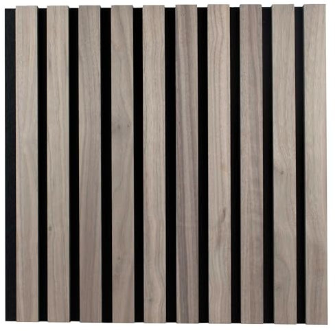 PROVISTON Panneaux muraux acoustiques 3D - 400 x 400 x 21 mm - Lamelles en bois MDF plaquées - Couleur noyer - Fond en feutre comme matériau de support