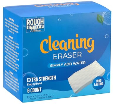 Kitchen Magic Cleaning Eraser Sponge Foam Pads, Non-Scratch Scrub Sponge for All Surfaces, Kitchen-Bathroom-Furniture-Leather-Car, Add Water to Erase All Dirt, Melamine - Universal Cleaner, 6 Count