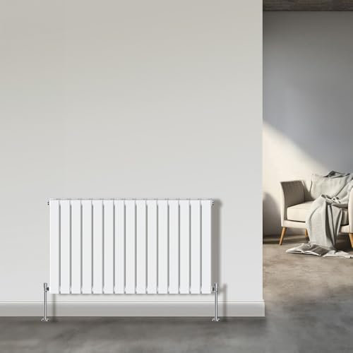 NRG 600x1020 mm Gloss White Column Designer Radiator Horizontal Double Flat Panel