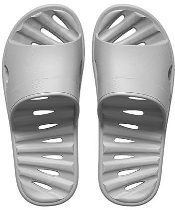 JoWebb Shower Slippers for Women Men, Quick-Drying Shower Shoes, Anti-Slip Slippers for Bath Swimming Pool Summer Beach Sandals Silk Grey 6/7 UK