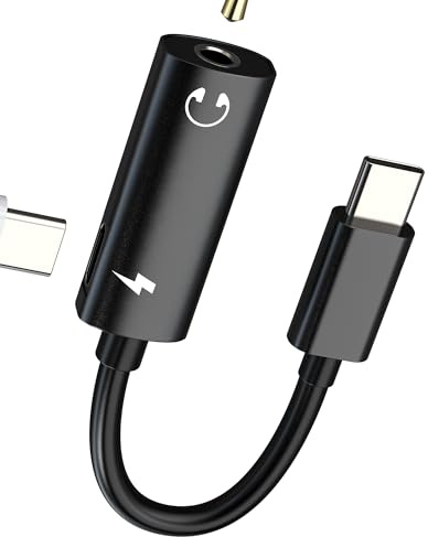 Adaptador USB C a Jack 3,5 mm Auriculares Cargador (2 en 1) Cable de audio para iPhone 16 15 Pro Compatible con Samsung Galaxy S24 S23 Ultra para Apple iPad Toma de carga Conector DAC AUX