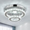 RHEAFON Modern Crystal Chandeliers Ceiling Light, 2 Tier Crystal Ceiling Lights Living Room, Chrome Flush Mount LED Ceiling Light for Hallway Bedroom Foyer Kitchen Light Fixture