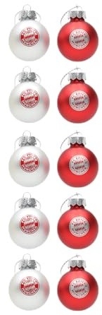 FC Bayern München | Christbaumkugeln | Weihnachtsbaumkugeln | 10er Set| Rot-Weiß