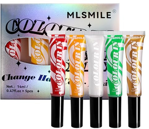 RoseFlower Juego de tizas para el pelo, 5 colores de tizas temporales para el cabello, bolígrafo para teñir el cabello lavable de color, tiza para el cabello de carnaval para fiesta de Navidad