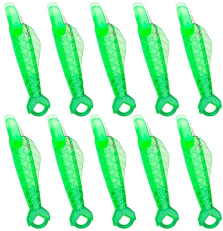 SHPUJUN 10 Stück Grüne Nadeleinfädler aus Kunststoff im Fisch-Design - Hochwertige Einfädelhilfe für Nähmaschinen, Handnähen und Nähnadeln mit Federtechnik (Wiederverwendbar)