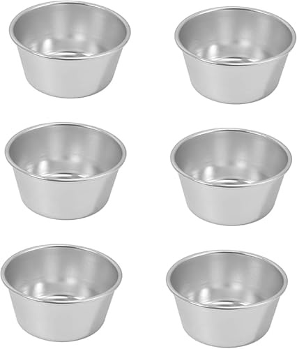 Niltracy 6 moldes circulares de acero inoxidable para magdalenas, moldes para pudín, moldes para pudín, tartas, huevos de acero al carbono, moldes para hornear magdalenas, bandeja para magdalenas