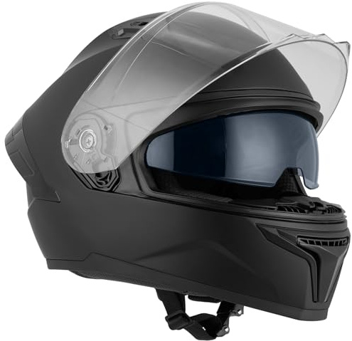 Favoto Full Face Helmet with Dual Visors, DOT Approved Motorcycle Helmet , Lightweight Street Dirt Bike ATV Off Road Motocross Helmet for Adults, Medium