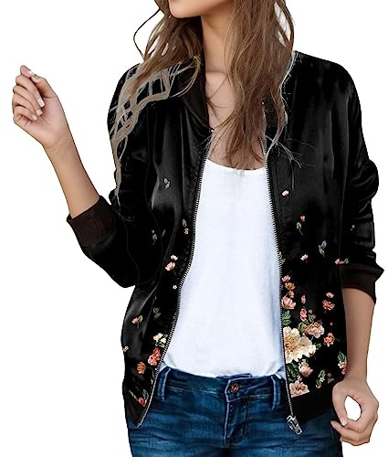 Giubbotto Primaverile Donna, Giubbotto Bomber Giacca Bomber Con Colletto Alto Leggera Estiva Giubbotto Cappotto Corta Tinta Unita Da Motociclista Giacca Donna Estate Giacca Per Il Tempo Libero Giacche