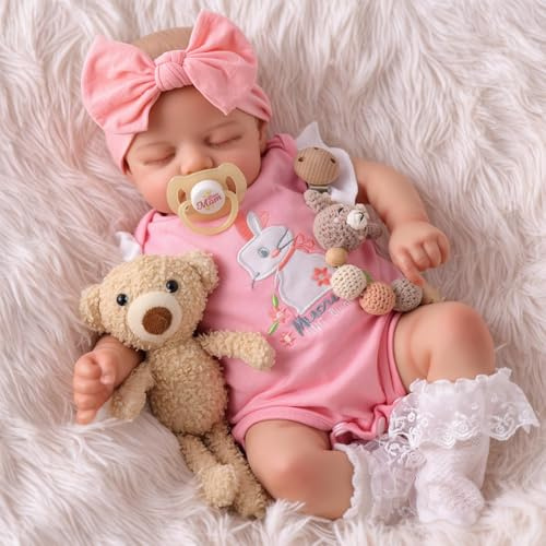 BABESIDE Reborn-Baby Dolls 17 Inch Lifelike Girls Sleeping | Realistic Newborn Babies Doll,Soft Cloth Body, Hand-Painted Hair, Closed Eyes,With Gift Box, Birthday Gift for Kids Age 3+