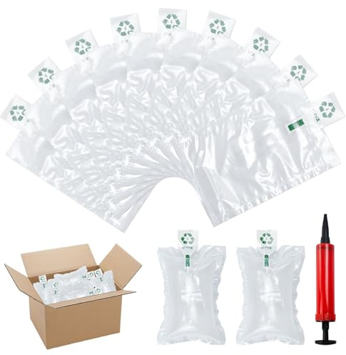 Zuxbolf 200 Pièces Coussin d'Air Emballage 100 x 150 mm Sac de Protection Gonflable avec Pompe à Air Coussin à Bulle Protection Colis pour Emballage, Expédition, Cosmétiques, Verre