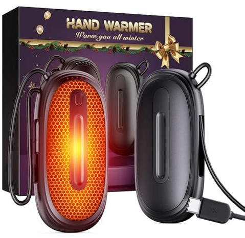Calentador de Manos Recargable 2 en 1, 14000mAh Calentador Manos Portátil Reutilizable, Calienta Manos de Bolsillo con cable tipo C 24 Hrs de Calor 5 Niveles Calor para Camping/Caza/Senderismo Regalos