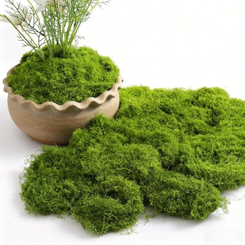 Pluaoeir Fake Moss – Artificial Moss for Indoor Plant Pots, Faux moss, Decorative Moss for Crafts, Christmas and Easter Decoration, Floristry, Model Making, Landscaping and More (Light Green, 50g)