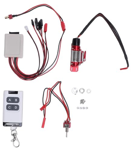 XUXHOU Cabrestante RC, Cabrestante de Metal Universal de Aleación de Aluminio con Cable Adaptador de Enchufe Jst Plug T para Kit de Automóvil de Vehículo Modelo a Escala 1/10 Rojo