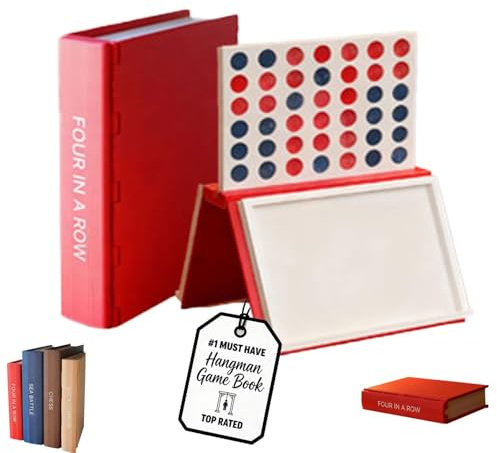 Libro Di Gioco Dell'impiccato, Playbook'd - L'impiccato, Set Di Scacchi Magnetici Stampati in 3D, Quattro Di Fila, Battaglia Navale, Backgammon, Mancala, Gioco Da Tavolo(Four in a Row)