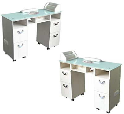 Polironeshop CRETA – Tavolo professionale per manicure, ricostruzione unghie, nail art e trattamenti estetici, ideale per centri estetici, saloni di bellezza (bianco)