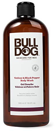 Bulldog Gel douche Vétiver et Poivre noir pour hommes, Naturel, Gel douche rafraîchissant pour hommes, 500 ml