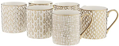 Mosaic Gold Plated Mugs, Set of 6