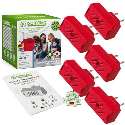 ISOTRONIC Mäusevertreiber Nagetier Vertreiber mit Ultraschall | Abwehr gegen Mäuse und Ratten | elektronischer Tiervertreiber ohne Mausefalle und Rattengift (5)