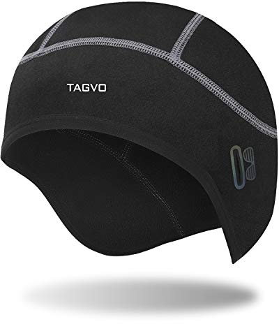 TAGVO Thermische Schädelkappe,Winddichter Sportmütze Fahrrad Mütze,Warmes Helmfutter Mit Brillenloch,Wintersport-Mützenmütze Mit Ohrabdeckung-Einheitsgröße