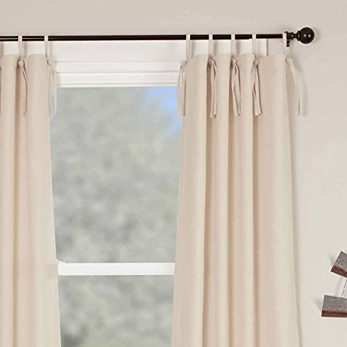 Piper Classics Market Place Natural Tie Top Panel Curtains, Set of 2, 96 Long, Beige Cream Tab Top Drapes, Farmhouse, Boho, Country, Vintage