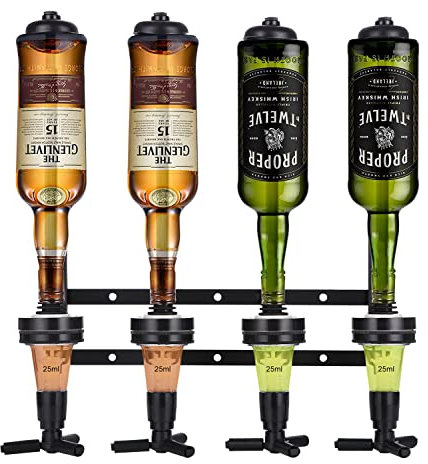 Bar Butler Dispenser Alcolici Bevande Erogatore 4 Bottiglie Dosatore Liquori Wine Rack Bar Bottiglia Ottica per Spiriti di Liquori Vino Birra, Ideale per Feste, celebrazioni, Decorazione(Nero)