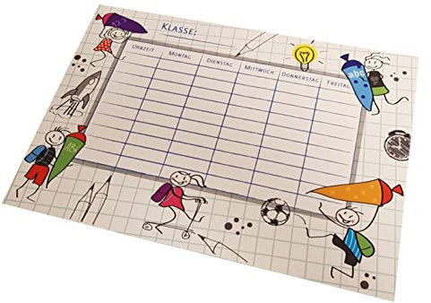 #teamludorf Stundenplan - beschreibbar -abwischbar - DIN A3 - stabil - Schultüte - Motive - Einschulung (MOTIV 1 Weiß)