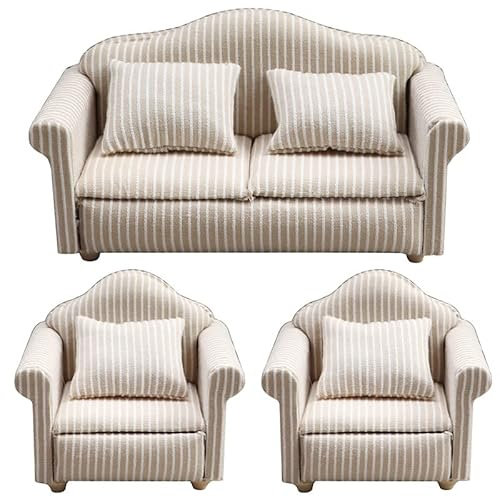 zalati Puppenhaus-Sofa-Set, 1:12, Miniatur-Couch-Set, Modell zur Präsentation von Wohnstil-Dekoration