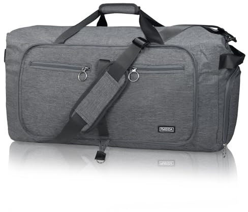 Fmeida Reisetasche Groß Faltbare Reisetaschen Damen Travel Bag Handgepäck Sporttasche Herren Duffle Bag Kliniktasche Geburt Saunatasche Leicht Krankenhaustasche Hellgrau