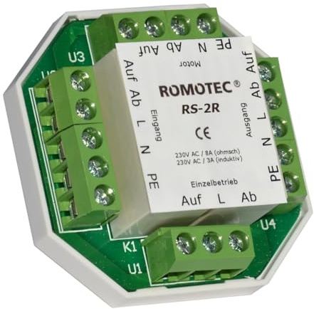 ROMOTEC Rolladen Rollladen Rohrmotor Relais Trennrelais für 1 od. 2 Antriebe mit Einzelbedienung RS-2R