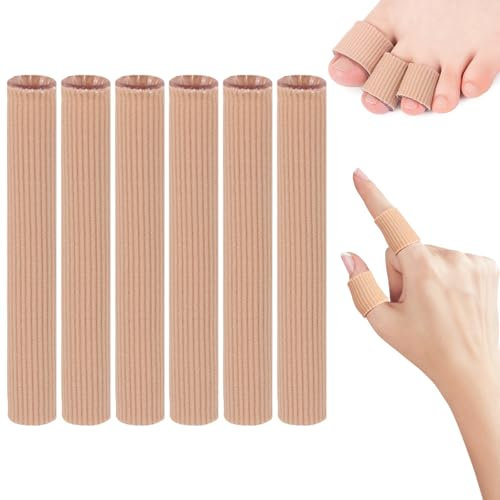 6 Pcs Silicone Toe Protectors, VEGCOO Cuttable Toe Sleeves Toe Tubes Gel Toe Protect Cushion, Soft Toe Sleeve Protectors for Relief Toe Pressure Pain & Corns, Calluses, Blisters, Bunion Treatment (M)