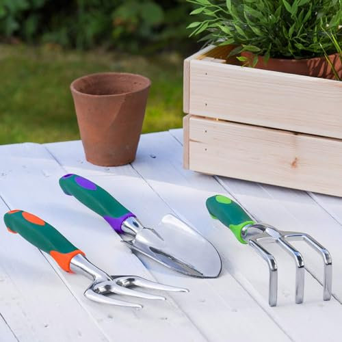 Gardening Tool Set 3 Piece Aluminum Garden Tools Set Including Trowel with Ergonomic Handles, Graduated Shovel, Garden Trowel & Hand Wide Shovel Pointed, Gardening Gift