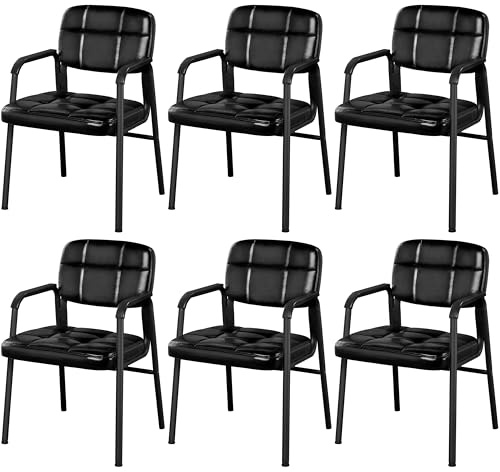 Yaheetech besökarstolar, väntrumsstolar, gäststolar med armstöd och ryggstöd, konferensrumsstolar, vardagsrumsstol, stoppningsstol, matrumsstol, konstläder för vardagsrum, 6 stycken svart