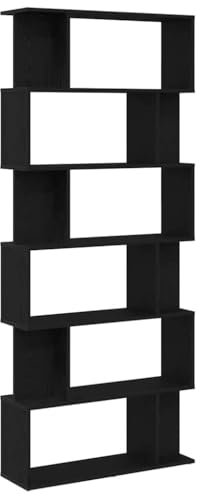 vidaXL Libreria Rovere Nero 80x24x190,5 cm in Legno Ingegnerizzato, Mobile Porta Libri, scaffale per Libri, Mobile portaoggetti, Porta Libri