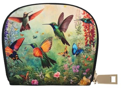 SHFJASBNUMG Hummingbird Butterfly Floral Leather Bag Hummingbird Wallet Butterfly Card Pack New Parents - Pediatrician and Pharmacy Cards 9X11CM