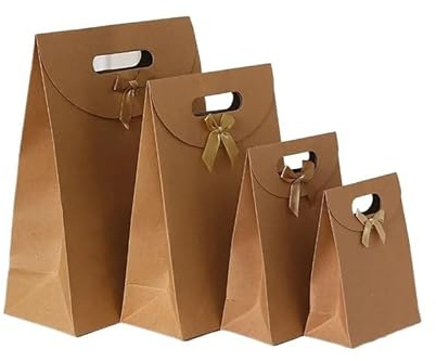 Bolsa de Regalo con Ventana Transparentes Bolsas de papel kraft con ventana transparente for bodas, cumpleaños, bautizos(BrownB,19x26x9cm,50pcs)