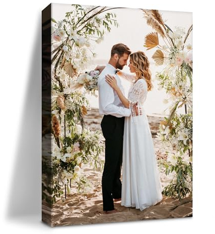 Udiyfun Personalised Canvas Prints, Photo Canvas Framed, Custom Picture Print Wall Art Gifts for Women, Couples, Family B5 25x20cm