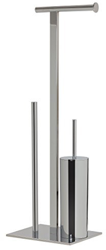 Sealskin Square WC-Garnitur mit Toilettenpapierhalter und Toilettenbürste, Toilettenbutler freistehend, Metall, Farbe: Chrom